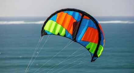 Obraz premium Colorful kite flying over ocean waterscape adventure