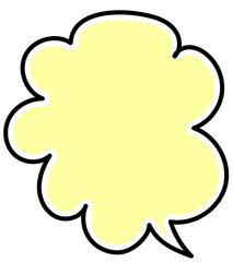 手描きもくもく吹き出し（黒線、白線、黄色塗り）