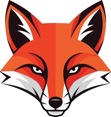 Obraz premium Stylized red fox head, sharp features, vector art, intense gaze.