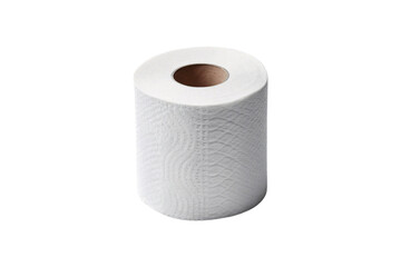 Fototapeta premium White toilet paper roll with textured surface and brown core, isolated on a transparent background