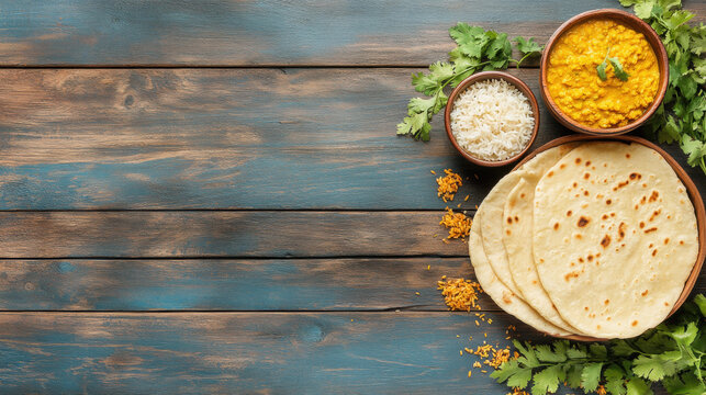 Delicious Indian lunch box featuring curry, rice, and roti served in a tiffin for a satisfying meal.