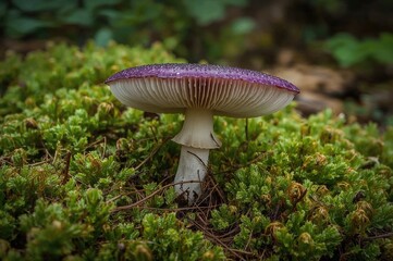 Fototapeta premium Close-up of a Purple Laccaria Mushroom