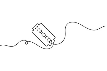 Obraz premium Razor blade outline continuous one line drawing in minimalist abstract isolated vector icon 