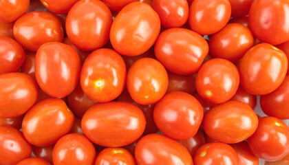 Ripe red tomatoes arranged in bulk with smooth shiny skin, fresh and natural, perfect for cooking or salads, vibrant and healthy produce in top view composition