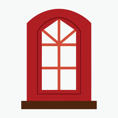 Red farmhouse window  on a white background