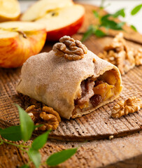 Apple strudel is a traditional dessert typical of Austrian and southern German cuisine.