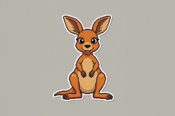 8-bit pixel art depiction of a kangaroo in 2D for cross-stitch and gaming in cartoon style