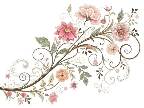 Elegant floral vine with pink and peach blossoms image