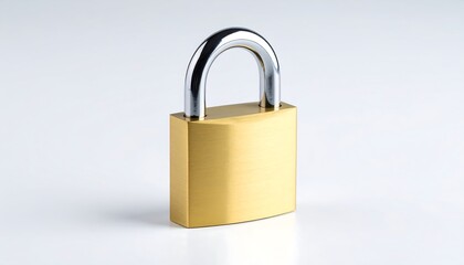 Naklejka premium Gold Padlock Security Lock Isolated on White Background.