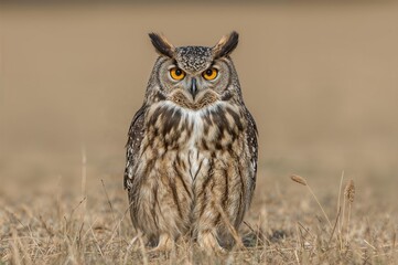 Fototapeta premium A majestic horned owl appeared on a sunny spring day to display its impressive claws