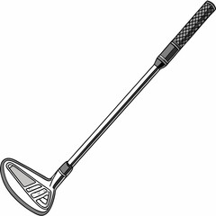 Black and white illustration of a golf club with a textured grip and a modern club head