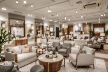 Blurred abstract background of a home furnishings shop