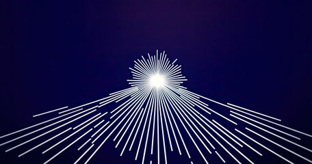 Radiating light from a central point on a dark background, with many thin lines extending outward