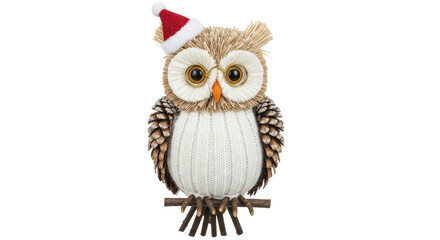 Isolated Decorative Christmas Owl Figurine