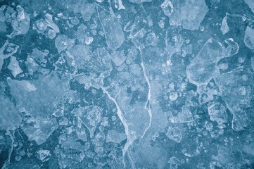 Frosty geometric design on cold windowpane