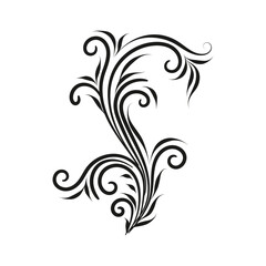 Decorative floral vector ornament on white background