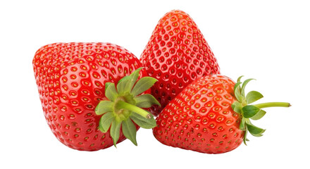 Isolated Still Life Three Strawberries