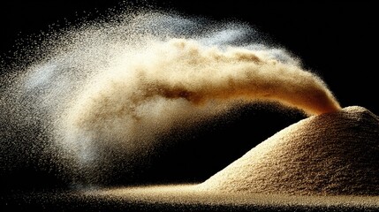 Sand erupting in motion, a dramatic cloud
