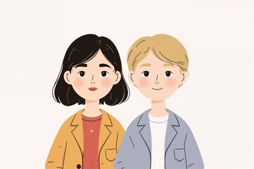 Flat cartoon-style drawing of adorable figures suitable for presentations, guides, and design projects