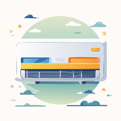 Stylish Flat Design Air Conditioner Illustration