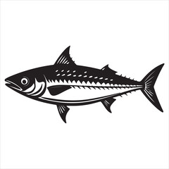 A Sleek Portrait of a Fresh Mackerel, a Healthy and Oily Fish with Unique Dark Stripes and a Delicious, Rich Flavor
