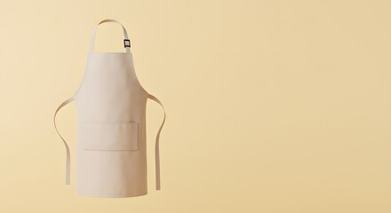 Beige Apron Isolated on Beige Background with Copy Space