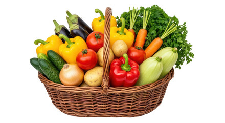 Isolated Vegetables in a Basket