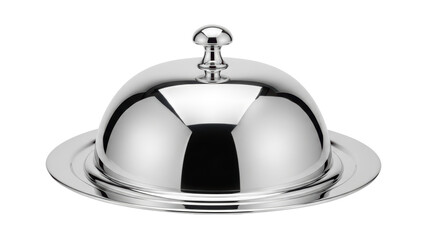 Isolated Silver Butter Dish with Lid