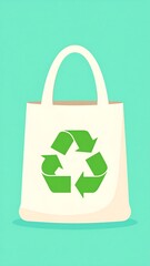 Reusable tote bag with recycle symbol