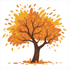 seasonal yellow orange tree flat icon