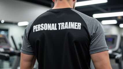 Personal trainer gym attire, showcasing strong physique and dedication to fitness. environment is modern and well equipped, inspiring motivation