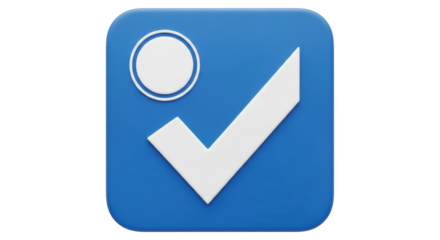 Isolated Check Mark on Blue Square