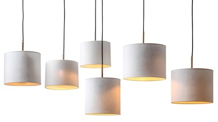 Modern Pendant Ceiling Lamp Shade Set Isolated on White Background