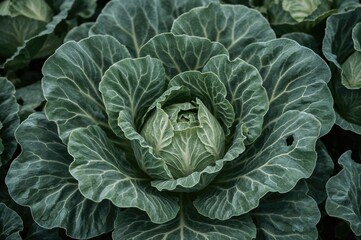 Fototapeta premium Fresh green Brassica rapa pekinensis leaves in an organic vegetable garden close-up