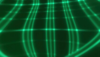 Vibrant green abstract grid with glowing lines and dots, suggesting digital data flow, network connection, and futuristic technology.