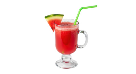 Isolated Watermelon Smoothie with Straw