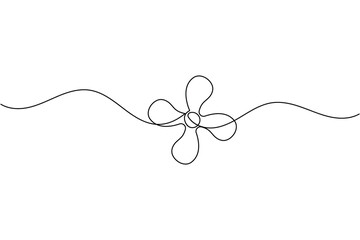 One line drawing of propeller fan with three blades simple minimalist continuous line art illustration
