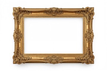 Vintage gold frame on a white backdrop with clipping path