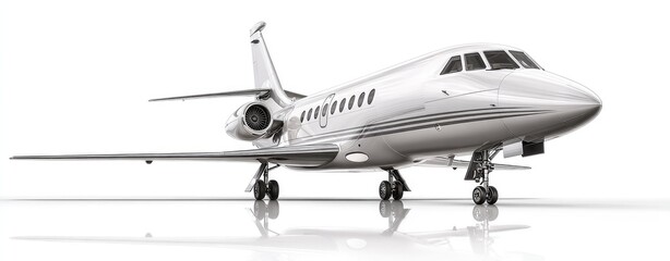 Shiny white jet on white background