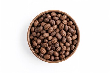 Fototapeta premium White background with cocoa beans scattered