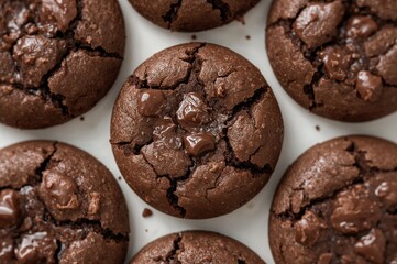 Fototapeta premium Close-up top view of scrumptious chocolate brownie cookies