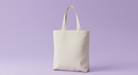 Blank Canvas Tote Bag Mockup on Purple Background