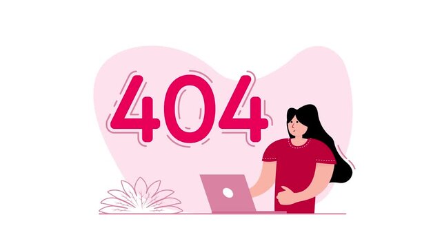 Woman Working on Laptop Getting 404 Error Message