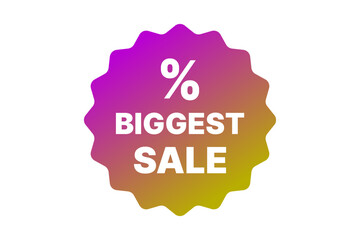 Biggest sale badge with gradient color style on transparent background