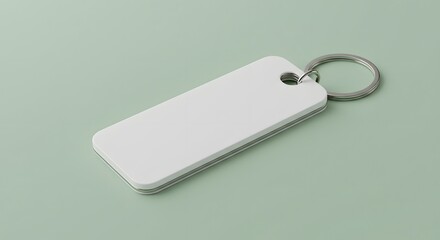 Blank White Keychain Mockup on Pastel Green Background