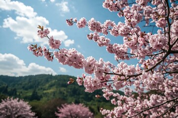 Double-layered Light Pink Cherry Blossoms at Peak Bloom