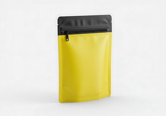 Yellow stand up zipper pouch isolated on white background