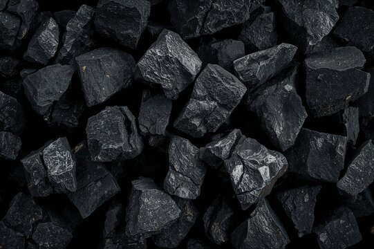 Detailed close-up of dark, porous charcoal fragments highlighting their texture