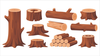 cartoon wood logs collection flat design