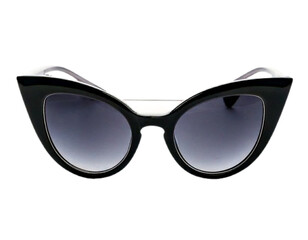 Fashionable Black Cat-Eye Eyewear with Shine Effect, Transparent Background
